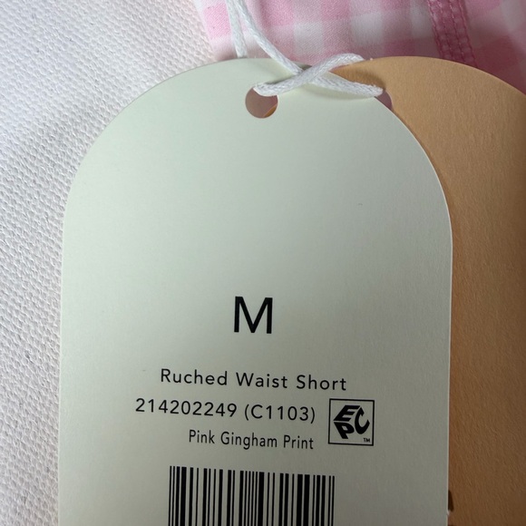 Blogilates Women's Ruched Waist Bike Shorts - Pink Gingham M - Picture 13 of 16